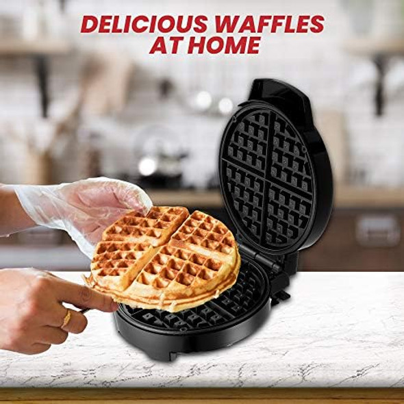 Lumme Waffle Maker Electric Waffle Maker Machine Waffle Iron for Individual Waffles Paninis Hash browns other on the go Breakfast Lunch or Snack (Black)