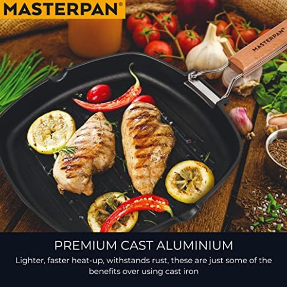 Non-Stick Grill Pan Wooden 11" Folding Handles