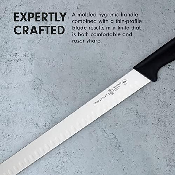Messermeister Pro Series 12” Round-Tip Kullenschliff Slicer Knife - German X50 Stainless Steel & NSF-Approved PolyFibre Handle - 15-Degree Edge Rust Resistant & Easy to Maintain - Made in Portugal