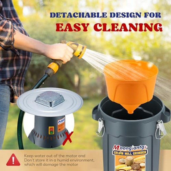 Moongiantgo Grain Mill Grinder Electric Corn Grinder 1300W Feed Mill Dry Cereals Grinder Detachable 6.6 Gal Bucket & Hopper with 5 Sieves + 1 Socket Wrench Molino de Maiz 110V (25L)