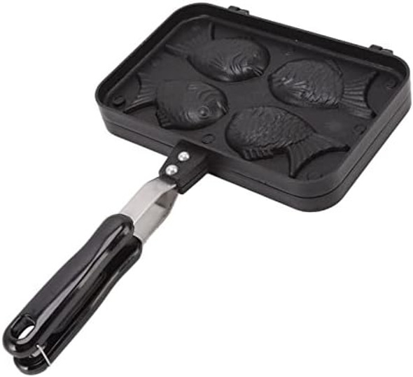 Waffle Maker 4 Frays Fish Shape Taiyaki Baking Pan Cooking Equipment with Fixed Bracket Nonstick Baker for Chocolate Peanut Paste Dessert