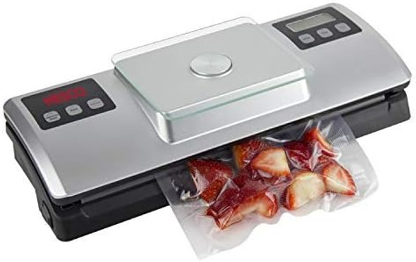 Nesco VSS-01 Automatic Food Vacuum Sealer with Digital Scale and Bag Starter Kit Silver