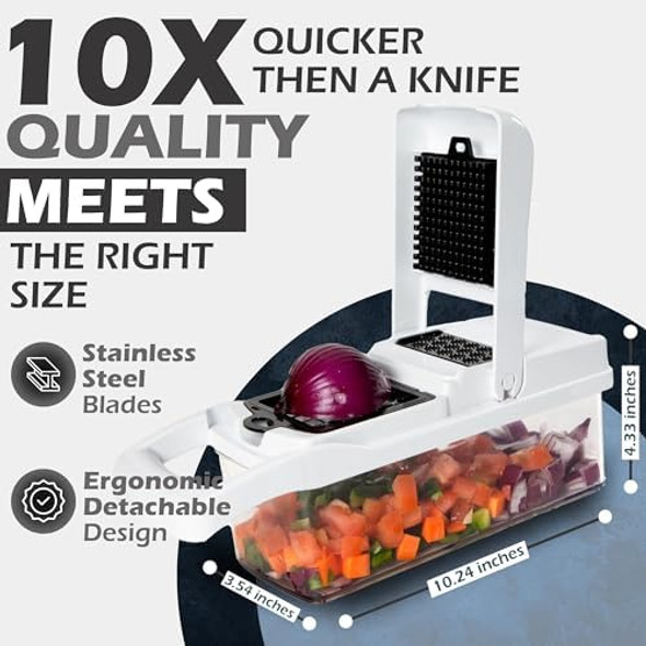 26-in-1 Vegetable Chopper with Container - Veggie Slicer Kitchen Choppers & Dicer for Veggies With Cut Resistant Gloves & Cleaning Brushes Heavy Duty Veggies Chopper - Black 26-in-1 Vegetable Chopper with Container - Veggie Slicer Kitchen Choppers & Dicer for Veggies With Cut Resistant Gloves & Cleaning Brushes Heavy Duty Veggies Chopper - Black