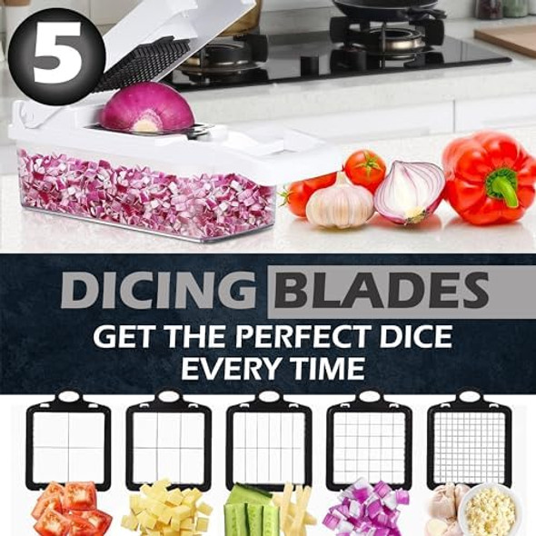 26-in-1 Vegetable Chopper with Container - Veggie Slicer Kitchen Choppers & Dicer for Veggies With Cut Resistant Gloves & Cleaning Brushes Heavy Duty Veggies Chopper - Black 26-in-1 Vegetable Chopper with Container - Veggie Slicer Kitchen Choppers & Dicer for Veggies With Cut Resistant Gloves & Cleaning Brushes Heavy Duty Veggies Chopper - Black