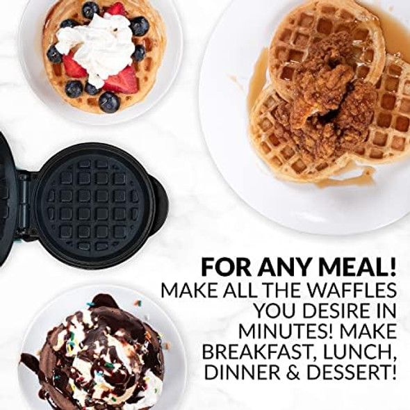 Nostalgia MyMini Personal Electric Waffle Maker 5-Inch Cooking Surface Hash browns French Toast Grilled Cheese Quesadilla Brownies Cookies Aqua