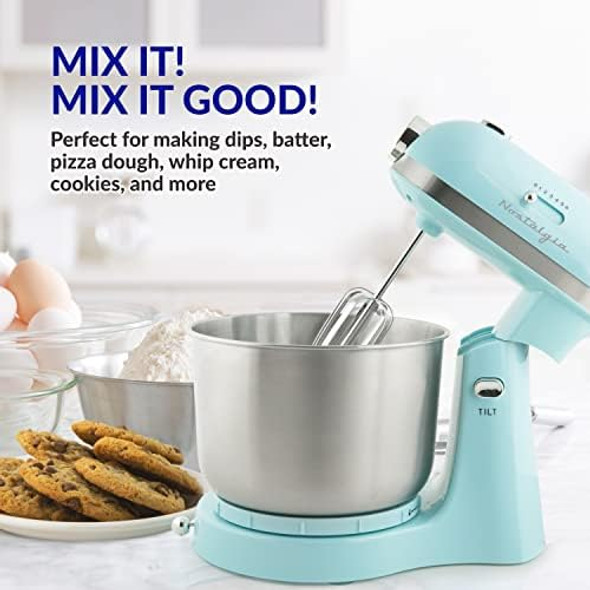 Nostalgia Classic Retro Professional 3.5 Qt Stand Mixer with Tilt Head and Stainless Steel Bowl Six-Speed Includes Dough Hooks and Beaters Aqua Nostalgia Classic Retro Professional 3.5 Qt Stand Mixer with Tilt Head and Stainless Steel Bowl Six-Speed Includes Dough Hooks and Beaters Aqua