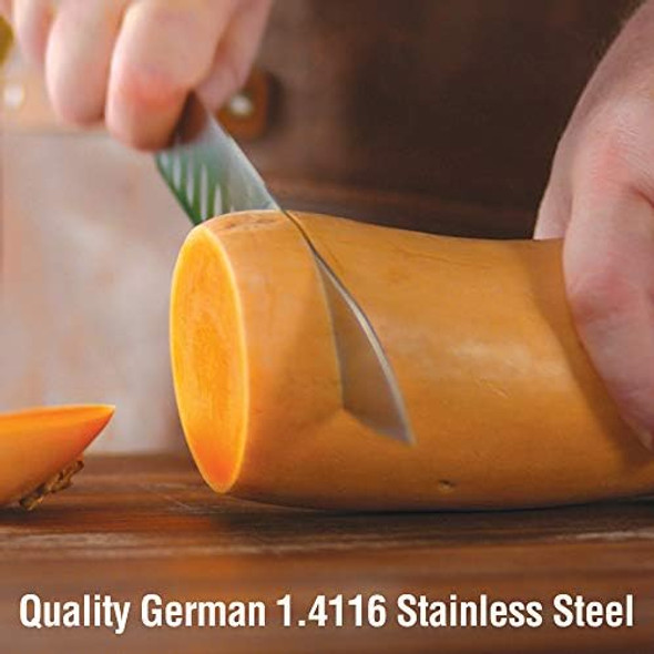 Ontel EverBlade Self Sharpening Professional Chef Knife Deluxe Edition with Non-Stick Surface German Steel Kitchen Knife in Knife Block with Convex Edge for Easy Slicing Versatile & Durable