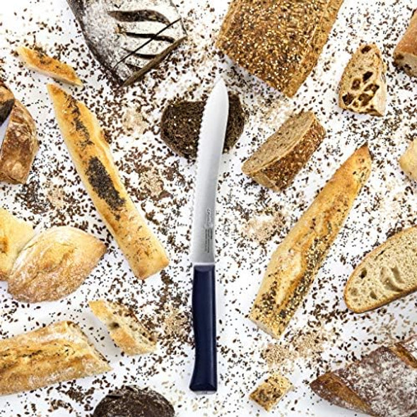 Opinel Intempora Bread Knife – Serrated Curved Blade for Slicing Bread and Tough Rinds High Carbon Sandvik Steel Blade Made in Portugal Silver One Size 254528