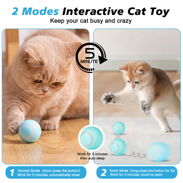 FARLEY Smart Interactive Cat Toy Automatic Rolling Ball for Indoor Cats Self Play Electric Moving Ball with LED Light 2 Play Modes USB Rechargeable (Blue) FARLEY Smart Interactive Cat Toy Automatic Rolling Ball for Indoor Cats Self Play Electric Moving Ball with LED Light 2 Play Modes USB Rechargeable (Blue)