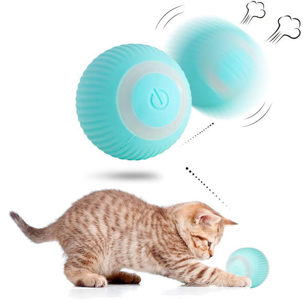 FARLEY Smart Interactive Cat Toy Automatic Rolling Ball for Indoor Cats Self Play Electric Moving Ball with LED Light 2 Play Modes USB Rechargeable (Blue) FARLEY Smart Interactive Cat Toy Automatic Rolling Ball for Indoor Cats Self Play Electric Moving Ball with LED Light 2 Play Modes USB Rechargeable (Blue)