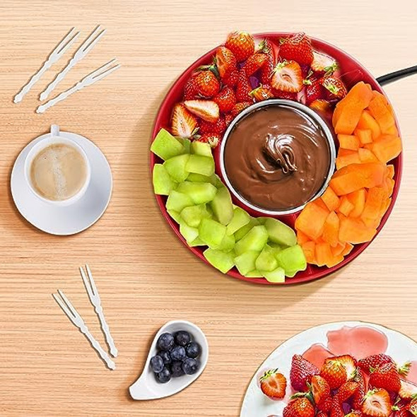 8.79oz MINI Electric Chocolate Melting Pot Melting Fondue Set with 4PCS Forks Cute Chocolate Fondue Fountain Warmer Machine for Milk Chocolate Cheese Butter Candy
