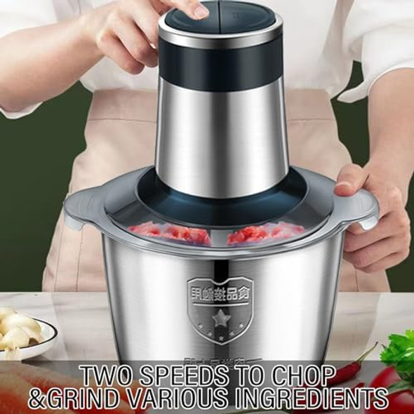 Food Processors Electric Chopper with Meat Grinder 2L Large Capacity Veggie chopper Full Metal Body Food Processor Two-Speed Adjustable Suitable Food Chopper for Meat Vegetables etc