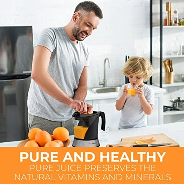 Pohl+Schmitt Deco-Line Electric Citrus Juicer Machine Extractor - Large Capacity 34oz (1L) Easy-Clean Featuring Pulp Control Technology