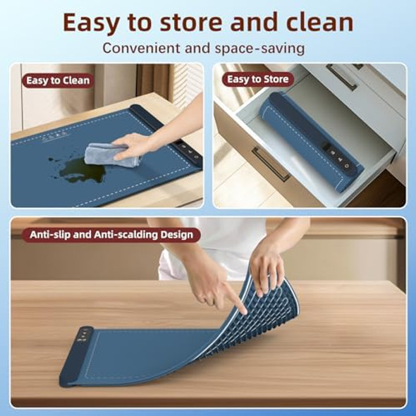 Foldable Food Warming Mat Silicone Warming Mat for Food Electric Warming Tray Portable Food Warmer Buffet Party Home Gathering Vacation Electric Food Warmer