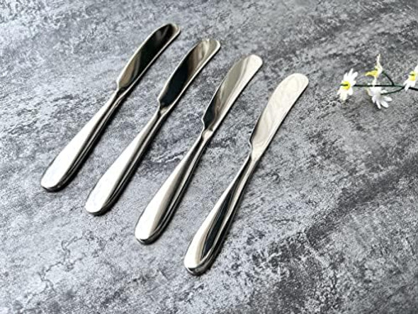 4 Pieces Set Butter knife Pate Knife Cheese Spreader Thick and Smooth Handle Food Safety Material Stainless Steel 18/10 SUS 304# for Home Restaurant Party breakfast (Mirror)