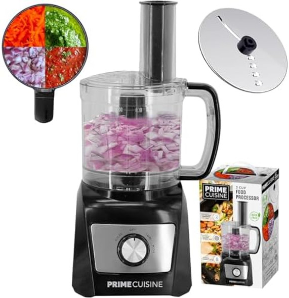 Electric Vegetable Chopper & Food Processor 3 Cup Capacity For Mincing Emulsify and Puree with Extra Slicer and Shredder Blade Disc Black