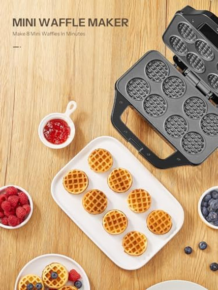 Waffle Maker Reemix Multi Mini Waffle Iron Bake 8 x 1.8 Inch Small Waffles Nonstick Waffle Iron with Quick Heat-Up Simple & Easy Tiny Chaffle Baker for Home & Restaurants Small Bites for Kids