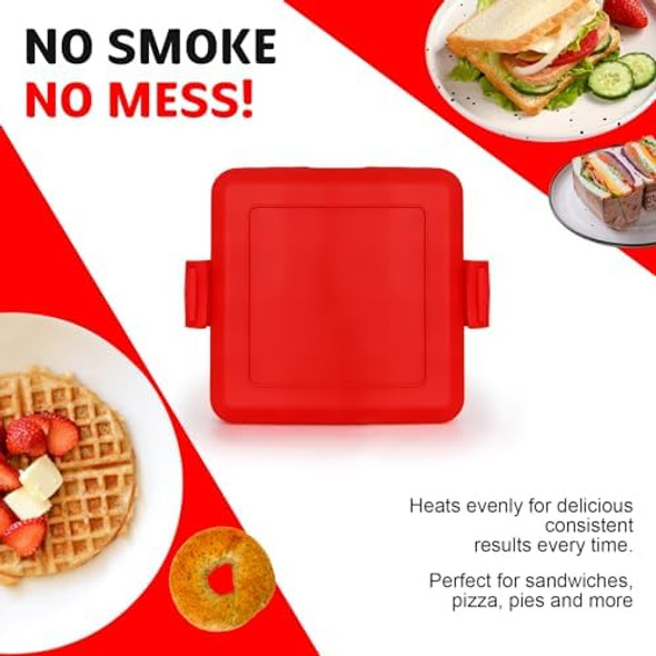 Microwave Toastie Sandwich Maker Micro Munchy Microwave Toastie Maker Versatile Small Toaster Easy to Clean and Store Perfect for Cooking Breakfast Grilled Cheese Snacks (Red)