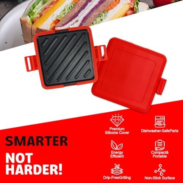 Microwave Toastie Sandwich Maker Micro Munchy Microwave Toastie Maker Versatile Small Toaster Easy to Clean and Store Perfect for Cooking Breakfast Grilled Cheese Snacks (Red)
