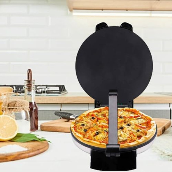 10in Roti Maker Electric Tortilla Press Maker Knob Temperature Control Anti Stick Roti Maker Machine with Stainless Steel Cover 110V US Plug