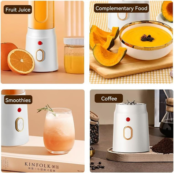 15oz Portable Blender USB Rechargeable with 10 Blades for Juice and Smoothies Electric juicer with Extra Handle Lid for Travel Sports Outgoing