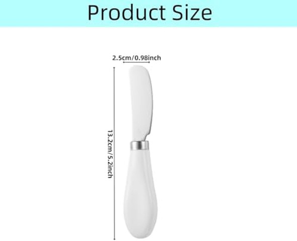 Butter Knife 4 Pcs Stainless Steel Butter Spreader Knife with White Porcelain Handle Wide Blade Cheese Spreader Used for Cheese Cold Butter Jam 5.2 Inch (4)