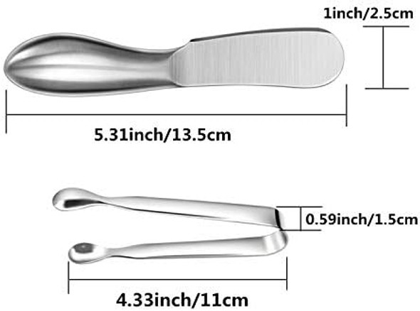 Spreader Knife Set 6-Piece Cheese and Butter Spreader Knives Mini Serving Tongs Stainless Steel Multipurpose Butter Knives