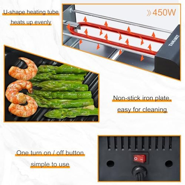 TAMARIT Raclette Grill for 2 Person Compact Indoor Electric Korean BBQ Grill 450W Portable Tabletop Grill with Non-Stick Iron Plate and 2 Cheese Pans Ideal for Small Kitchen or Apartment Black/Small TAMARIT Raclette Grill for 2 Person Compact Indoor Electric Korean BBQ Grill 450W Portable Tabletop Grill with Non-Stick Iron Plate and 2 Cheese Pans Ideal for Small Kitchen or Apartment Black/Small