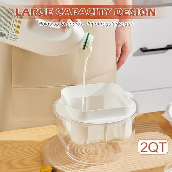 Yogurt Strainer Greek Yogurt Maker with Fine Mesh Strainer Greek Yogurt Milk Filter Food Strainer Greek Yogurt Strainer for Making Paneer Soybean Milk Kefir Tofu Cheese (White)