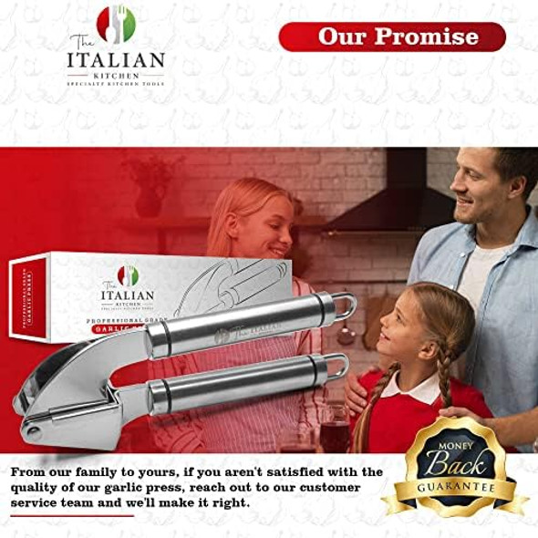 The Italian Kitchen Stainless Steel Garlic Press - Heavy Duty Garlic Extruder The Italian Kitchen Stainless Steel Garlic Press - Heavy Duty Garlic Extruder