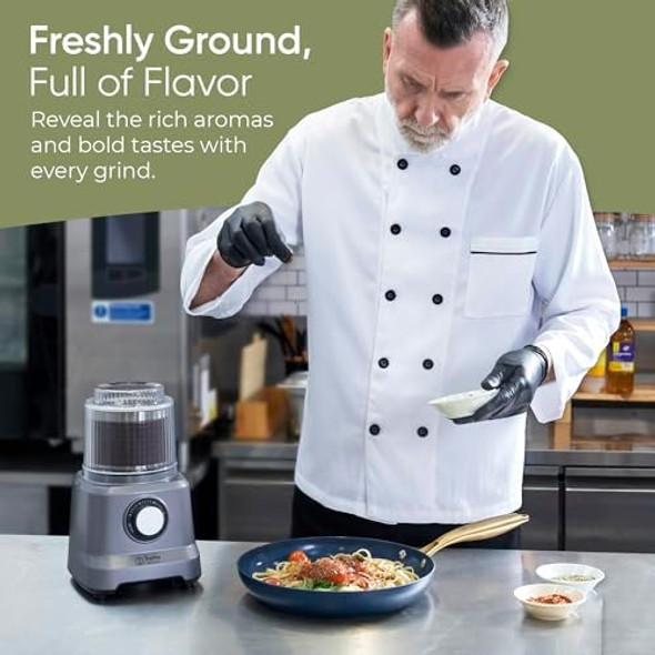 Commercial Spice Grinder Electric - Wet & Dry Herb Grinder with Timer for Spices Nut Seeds Grains & More - Includes 2 Stainless Steel Bowls - Professional Grinding Machine for Bulk Kitchen Prep