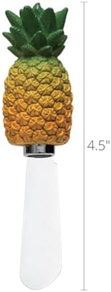 UPware Pineapple Cheese Spreaders Hand-Painted Resin Handles with Stainless Steel Blades for Spreading Cream Cheese Butter Jam or Sandwich Set of 4