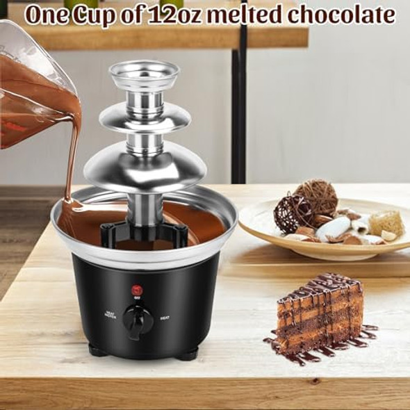 Chocolate Fountain Machine - VAlinks 3 Tiers Electric Melting Machine Fountain Mini Stainless Steel Chocolate Fondue Fountain for Parties Melts Cheese BBQ Sauce Liqueurs