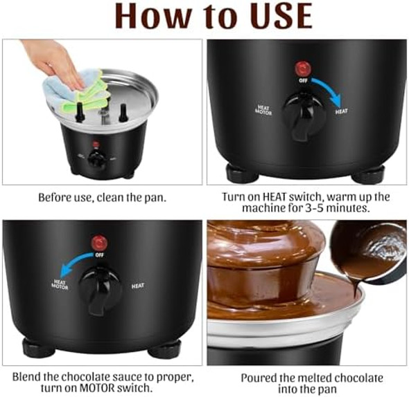 Chocolate Fountain Machine - VAlinks 3 Tiers Electric Melting Machine Fountain Mini Stainless Steel Chocolate Fondue Fountain for Parties Melts Cheese BBQ Sauce Liqueurs