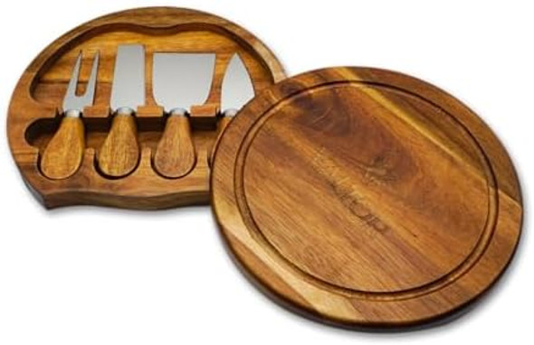 Cheese Board and Knife Set Round Charcuterie Board Small Set Wine Picnic Portable Cheese Board Cutting Board Tabla Para Quesos