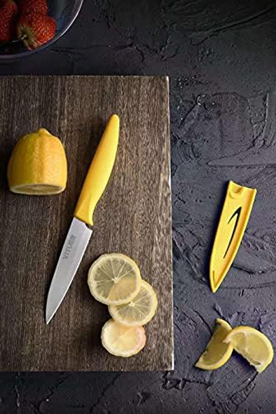 Paring knife 4PCS Paring knives (4 Knives and 4 Knife cover) 4 Inch Peeling Knife Fruit and Vegetable Knife Ultra Sharp Kitchen Knives German Steel PP Plastic Handle
