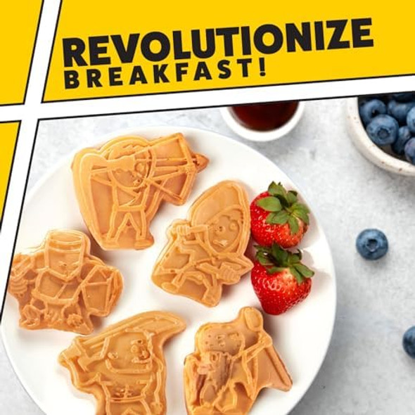 Dungeon Heroes Electric Mini Waffle Maker- Eat Wizards Fighters Clerics for Breakfast- Novelty Pancakes in Minutes Non-Stick Fantasy Dragon Fun for Tabletop Gamers and Great Waffler Idea