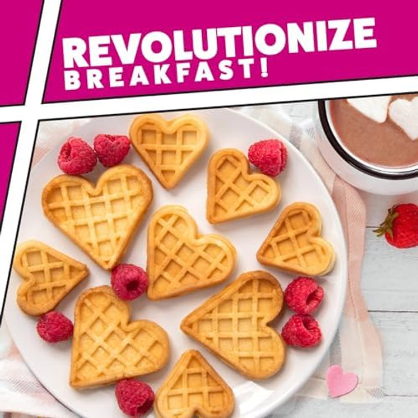 Mini Hearts Waffle Maker- Make 9 Heart Shaped Waffles or Pancakes for Special Breakfast Love w Electric Nonstick Iron- Unique Treat for Kids Adults- Waffler Griddle Includes Recipe Guide- for Her