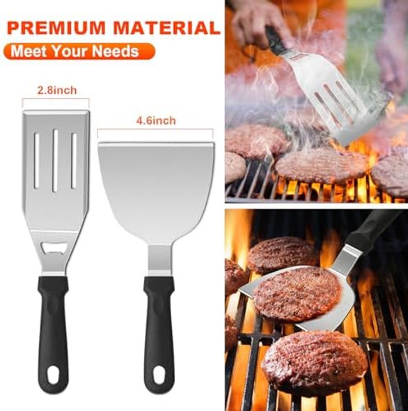 Griddle Accessories Kit 30PCS Flat Top Grill Accessories Kit for Blackstone and Camp Chef Stainless Steel Griddle Grill Tools with Enlarged Spatulas Scraper Tongs Carrying Bag for Outdoor BBQ