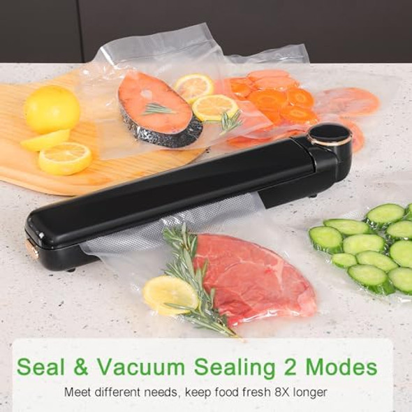 Vacuum Food Sealer Machine Meat Sealers Packing zer Saver Starter Kit Dry & Moist Modes LED Indicator Lights Kitchen Air Seal Machine with 20PCS Storage Bags Black