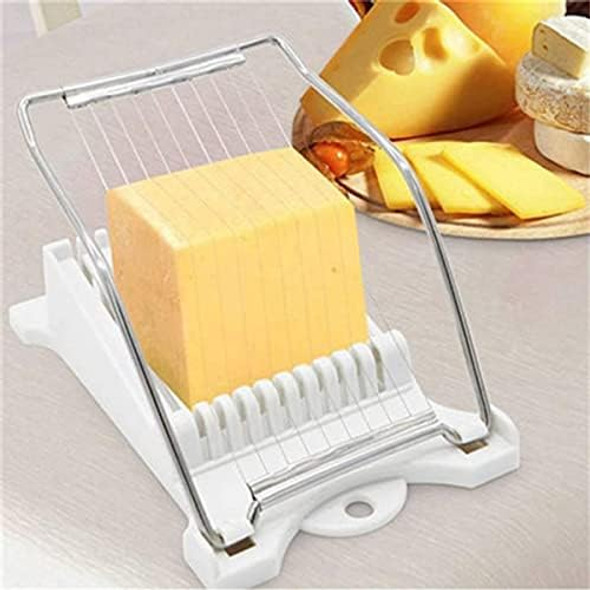 Multifunctional Stainless Steel Luncheon Meat Slicer Home Slicing and Splitting Tools Food Slicer for Butter Cheese Kiwifruit Strawberry Banana and Cooked Eggs Etc. (White)