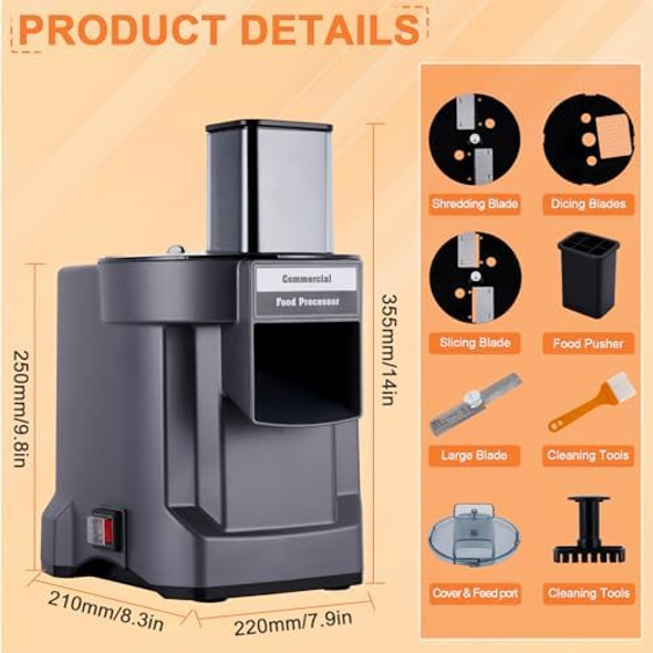 Commercial Vegetable Dicer Chopper 3 IN 1 Food Processor Automatic Potato Slicer&Onion Shredder with 3 Stainless Steel Blades 110V