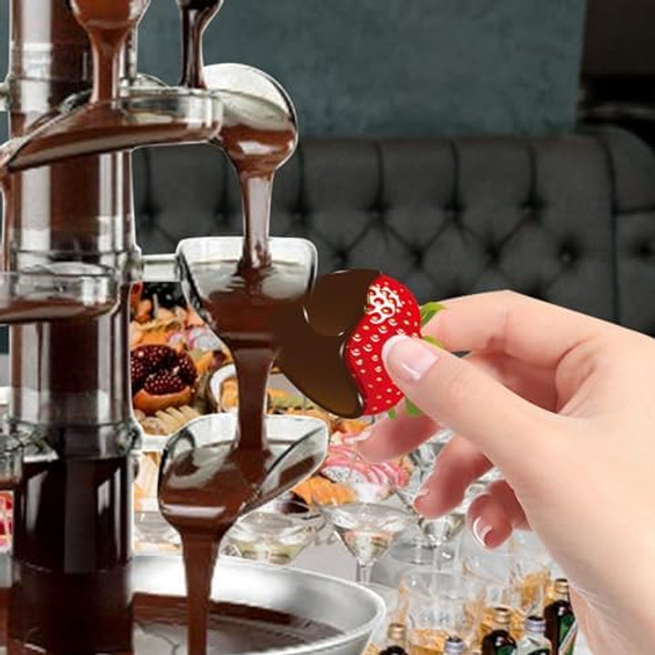 Stainless Steel Electric Chocolate Fondue Fountain Machine Chocolate Fountain 4 Tier 2.5lb Capacity Chocolate Capacity for Nacho Cheese Sauce Liqueuers Christmas Wedding Birthday Party