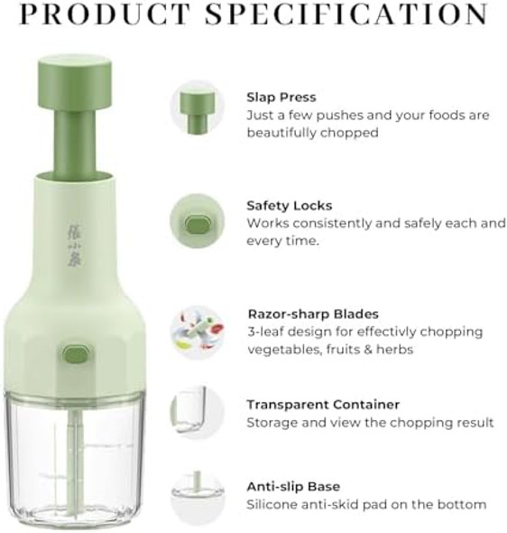 ZHANG XIAO QUAN SINCE 1628 Vegetable Chopper Push-Press Hand Manual Veggie Chopper Salad Dicer Cutter Slap Food Chopper for Onions Garlic Herbs Parsley Chili Nuts Grinder