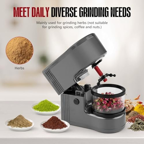 Herb Grinder Electric Portable 1g Capacity 1800mah Battery Powered with LED Lights Electric Grinder for Kitchen with 12g Storage Box Grey