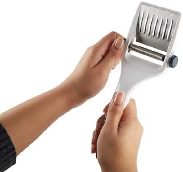 Zyliss Dial & Slice Cheese Slicer - Adjustable Handheld Cheese Slicer with Stainless Steel Edge and Ergonomic Handle White