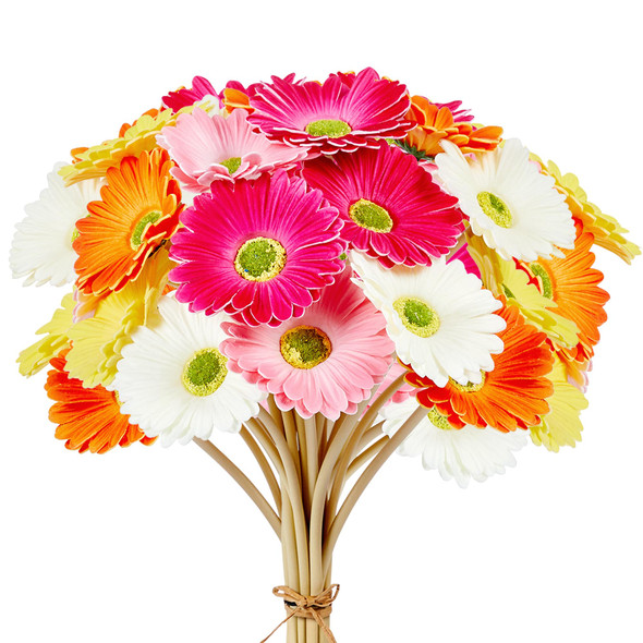 15 Pieces Artificial Gerbera Daisy Flowers Fake Mums Daisies Flower 15 Inch Artificial Gerber Daisies for Wedding Party Home Kitchen Decor