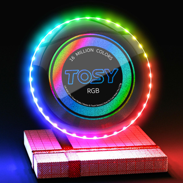 TOSY Flying Disc - 16 Million Colors RGB or 36 LEDs, Extremely Bright, Smart Modes, Camping Essentials for Teens/Kids/Adults/Men/Boys/Girls, Auto Light Up, Rechargeable, Waterproof,
