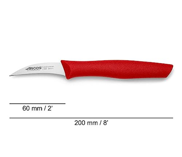 Arcos Paring Knife Set 2 Pieces. 2 Peeling Knives Of Stainless Steel And Ergonomic Polypropylene Handle For Cutting Fruits Vegetables And Tubers. Series Nova. Color Red