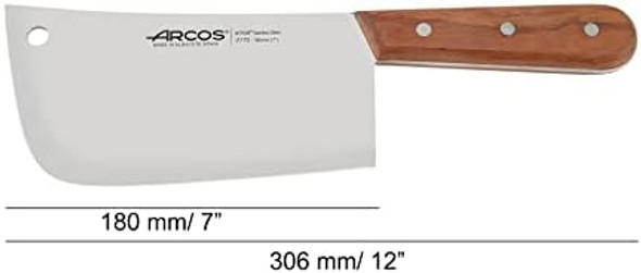 Arcos Kitchen Cleaver Knife - Bone And Meat Chopper. 180 Mm Nitrum Stainless Steel Blade. Jatoba Wood Handle. Brown Color. Atlantic Series Arcos Kitchen Cleaver Knife - Bone And Meat Chopper. 180 Mm Nitrum Stainless Steel Blade. Jatoba Wood Handle. Brown Color. Atlantic Series